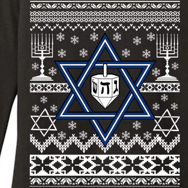 Hanukkah Ugly Christmas Sweater Womens CVC Long Sleeve Shirt