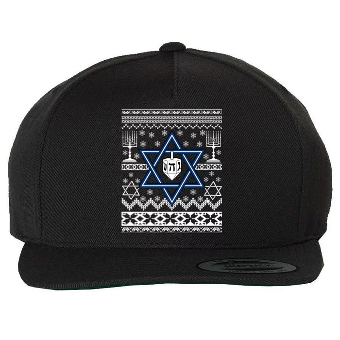 Hanukkah Ugly Christmas Sweater Wool Snapback Cap