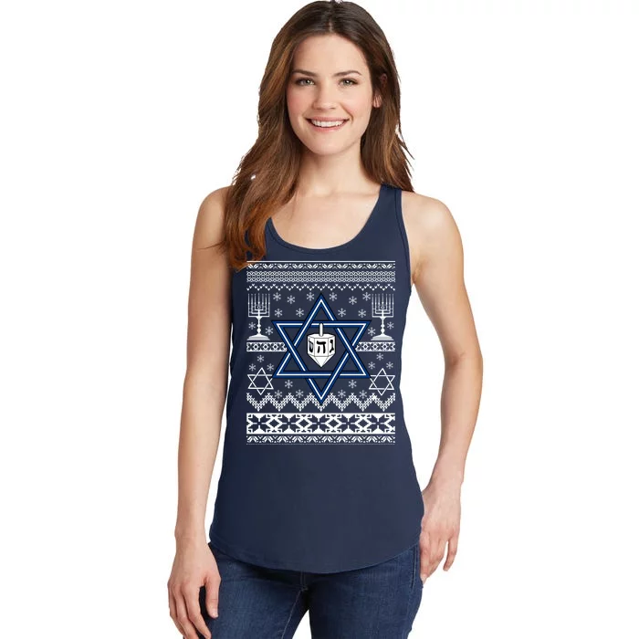 Hanukkah Ugly Christmas Sweater Ladies Essential Tank