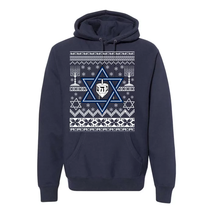 Hanukkah Ugly Christmas Sweater Premium Hoodie