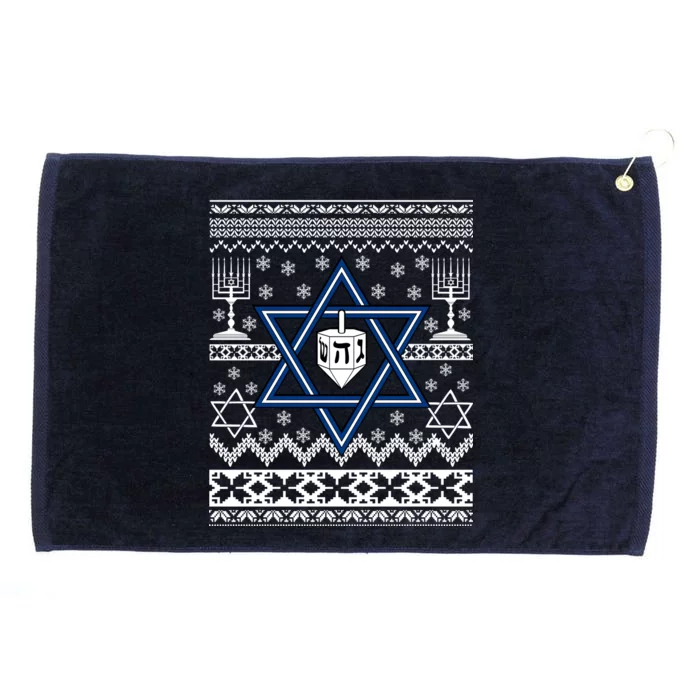 Hanukkah Ugly Christmas Sweater Grommeted Golf Towel