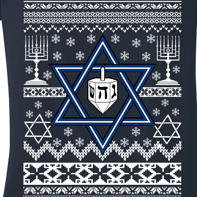 Hanukkah Ugly Christmas Sweater Women's V-Neck T-Shirt