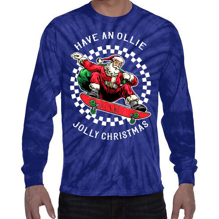 Have An Ollie Jolly Christmas Santa Claus Tie-Dye Long Sleeve Shirt