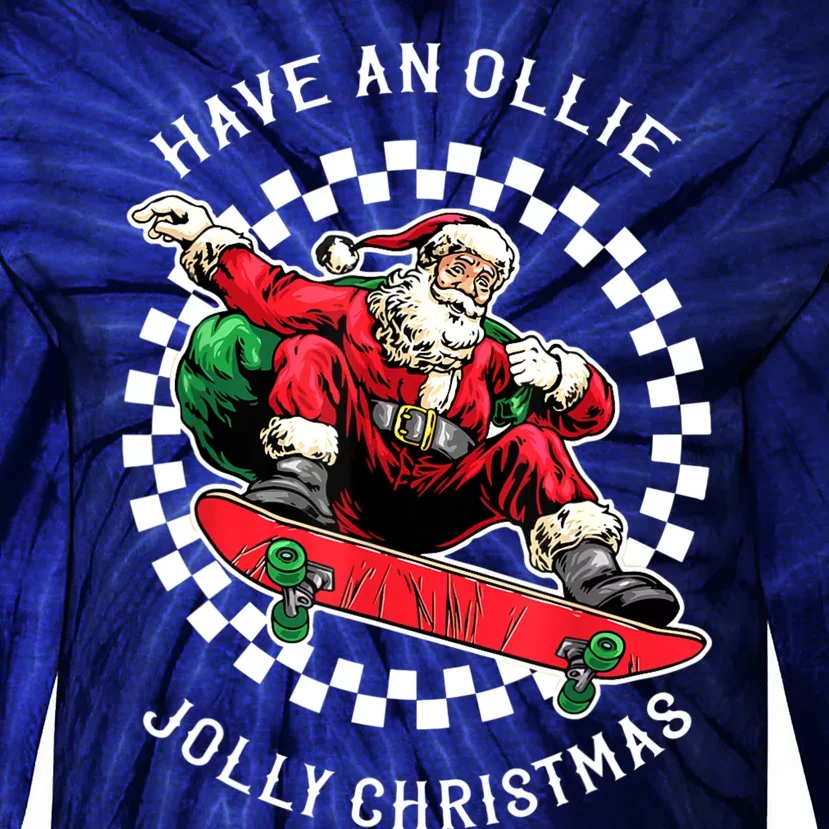 Have An Ollie Jolly Christmas Santa Claus Tie-Dye Long Sleeve Shirt