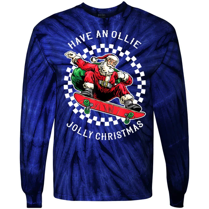 Have An Ollie Jolly Christmas Santa Claus Tie-Dye Long Sleeve Shirt