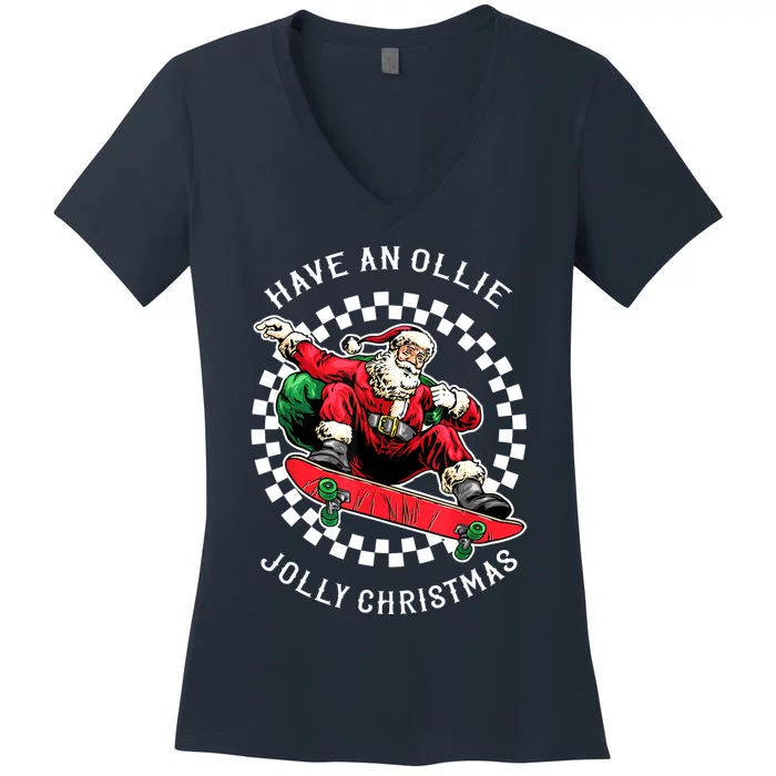 Have An Ollie Jolly Christmas Santa Claus Women's V-Neck T-Shirt