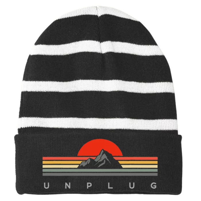 Hiking Apparel Outdoor Backpacking Camping Hiking Striped Beanie with Solid Band