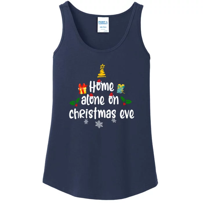 Home Alone On Christmas Eve | Merry Christmas Ladies Essential Tank