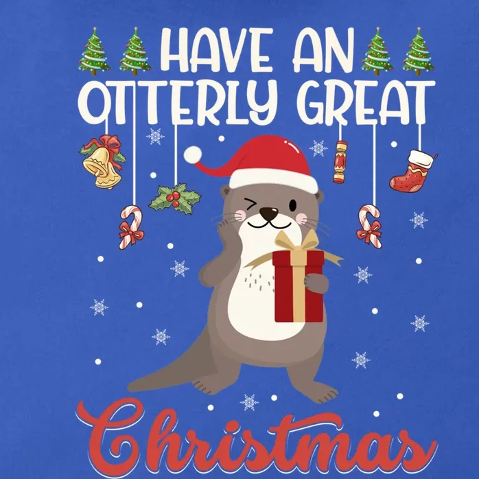 Have An Otterly Great Christmas Funny Gift Funny Otter Xmas Pun Jokes Meaningful Zip Tote Bag