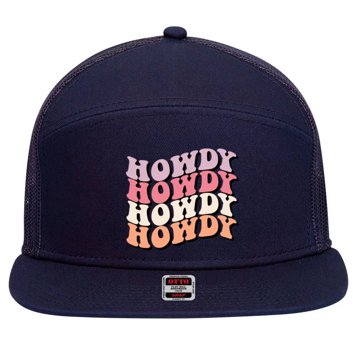 Howdy A Preppy Cowgirl Gift 7 Panel Mesh Trucker Snapback Hat