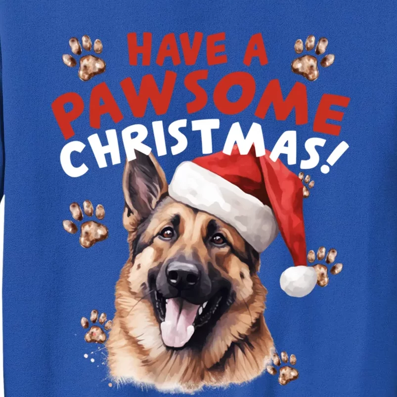 Have A Pawsome Christmas Ger Shepherd Santa Hat Dog Paws Gift Sweatshirt