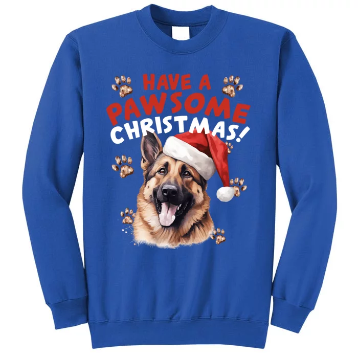 Have A Pawsome Christmas Ger Shepherd Santa Hat Dog Paws Gift Sweatshirt