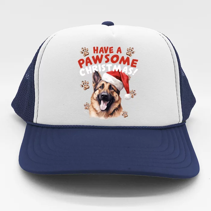 Have A Pawsome Christmas Ger Shepherd Santa Hat Dog Paws Gift Trucker Hat