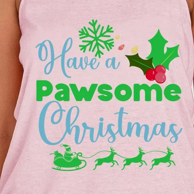 Have A Pawsome Christmas Gift Women's Knotted Racerback Tank