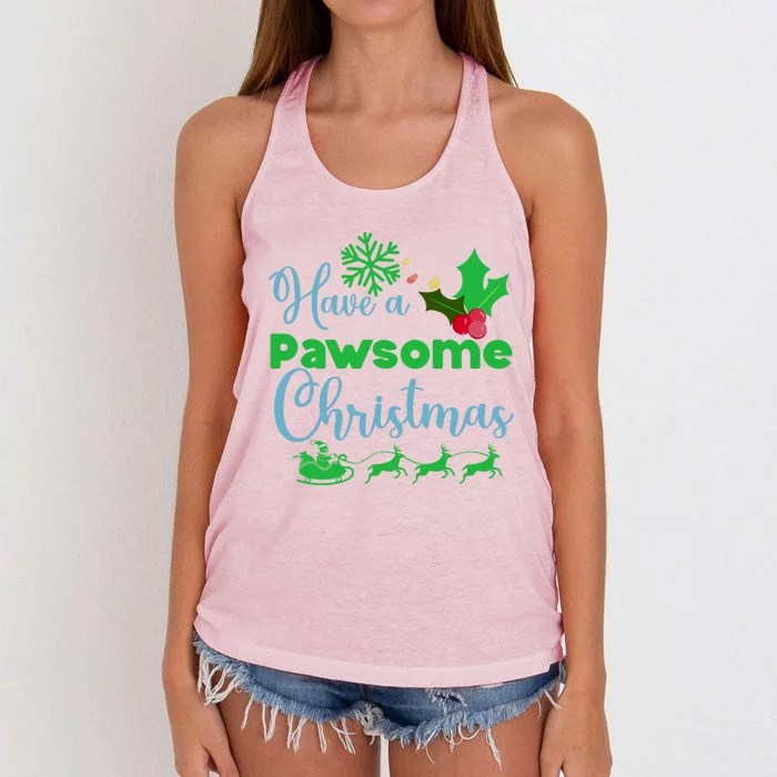 Have A Pawsome Christmas Gift Women's Knotted Racerback Tank