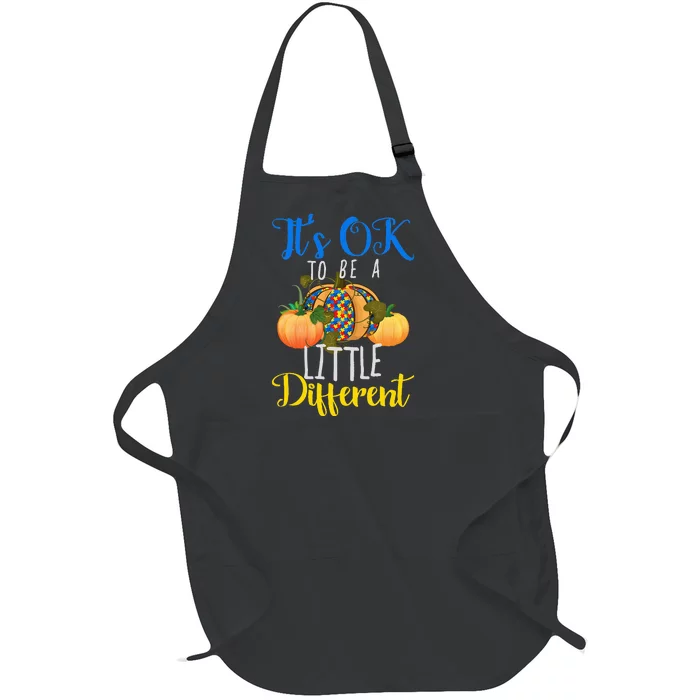 Halloween Autism Pumpkin It's OK to be a little different Full-Length Apron With Pocket