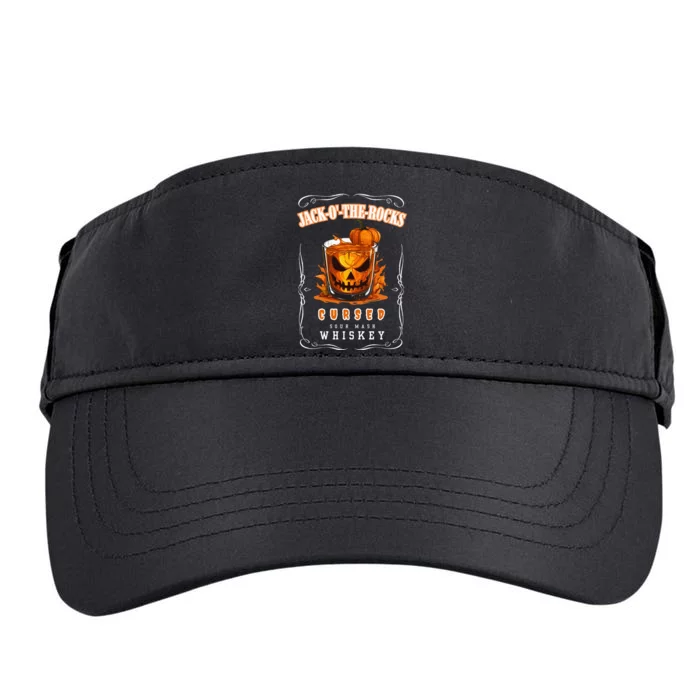 Halloween Adult Party Jack O The Rocks Spooky Whiskey Label Adult Drive Performance Visor