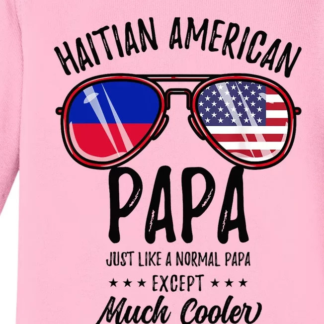 Haitian American Papa Haitian Fathers Day Baby Long Sleeve Bodysuit