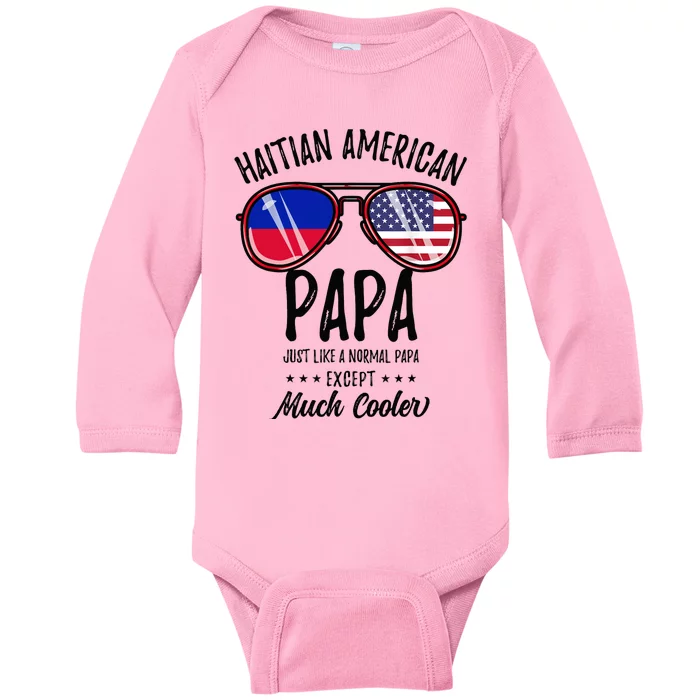 Haitian American Papa Haitian Fathers Day Baby Long Sleeve Bodysuit