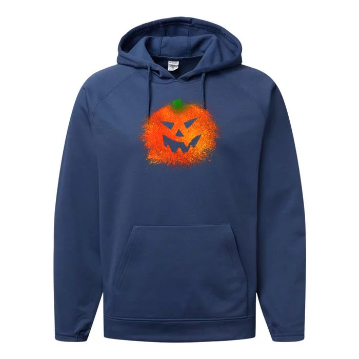 Halloween Airbrush Paint Splatter Jackolantern Pumpkin Performance Fleece Hoodie