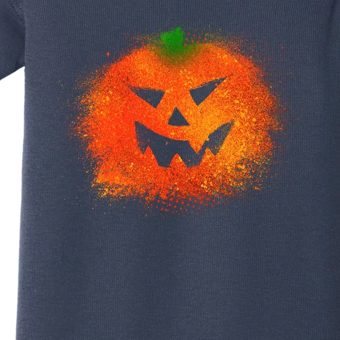 Halloween Airbrush Paint Splatter Jackolantern Pumpkin Baby Bodysuit