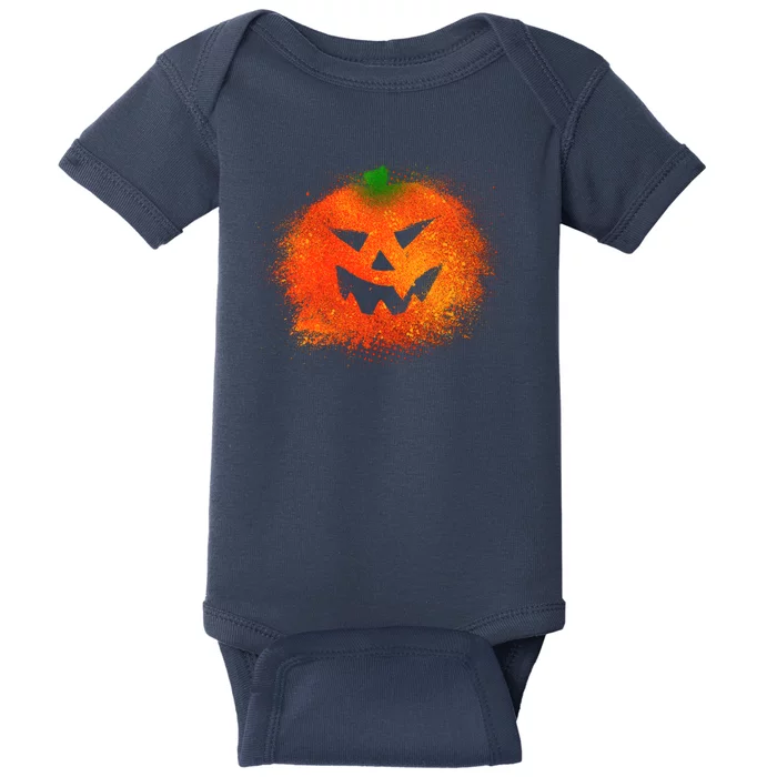 Halloween Airbrush Paint Splatter Jackolantern Pumpkin Baby Bodysuit