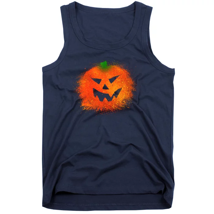 Halloween Airbrush Paint Splatter Jackolantern Pumpkin Tank Top