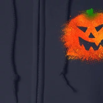 Halloween Airbrush Paint Splatter Jackolantern Pumpkin Full Zip Hoodie