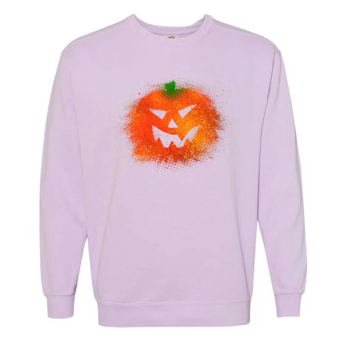 Halloween Airbrush Paint Splatter Jackolantern Pumpkin Garment-Dyed Sweatshirt