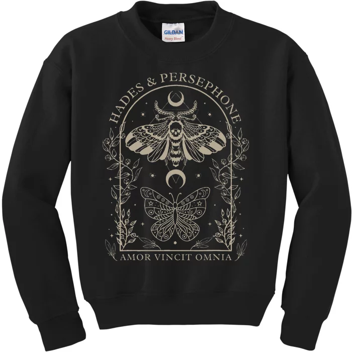 Hades And Persephone Moth And Butterfly Mythology Kids Sweatshirt