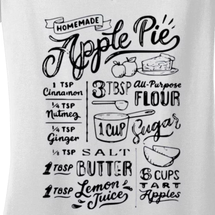 Homemade Apple Pie Recipe Women's V-Neck T-Shirt