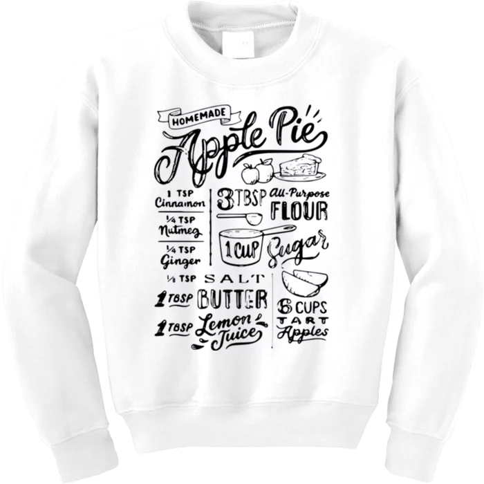 Homemade Apple Pie Recipe Kids Sweatshirt