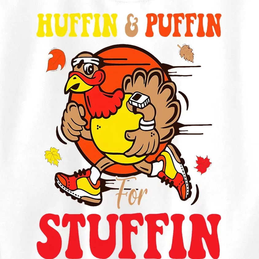 Huffin And Puffin Stuffin Thanksgiving Cute Turkey Run Trot Kids Sweatshirt