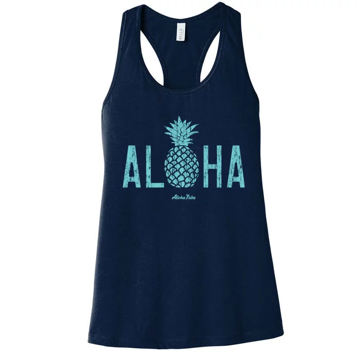 Hawaii Aloha Pineapple Vintage Style Women's Racerback Tank