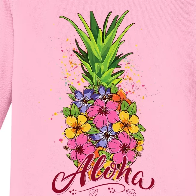 Hawaiian Aloha Pineapple Funny Baby Long Sleeve Bodysuit