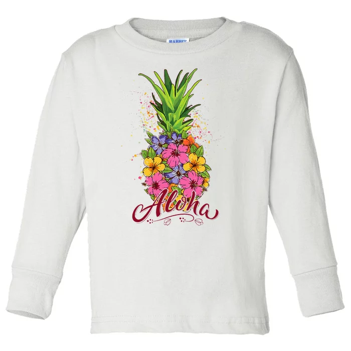 Hawaiian Aloha Pineapple Funny Toddler Long Sleeve Shirt