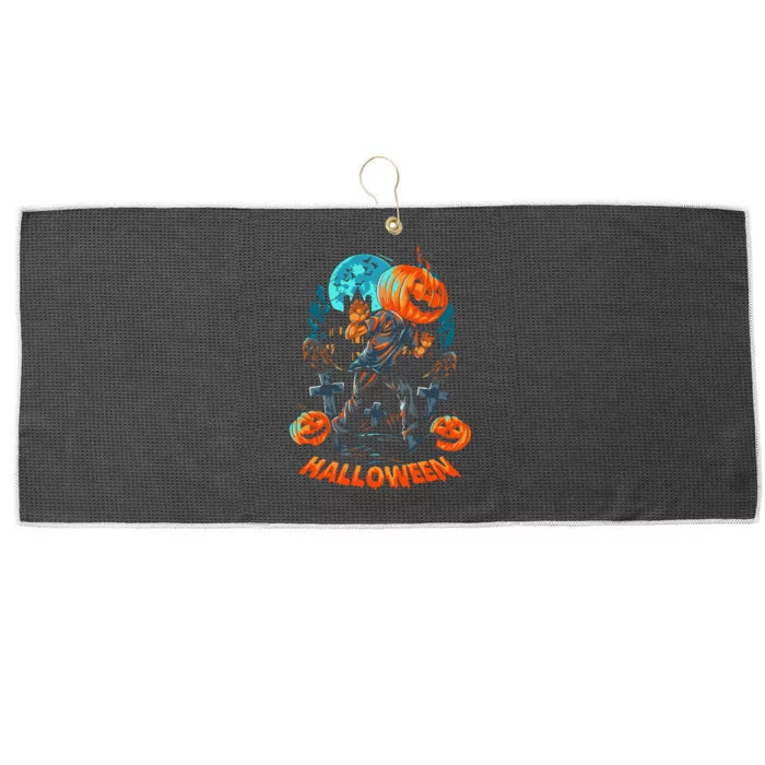 Halloween A Pumpkin Head Large Microfiber Waffle Golf Towel