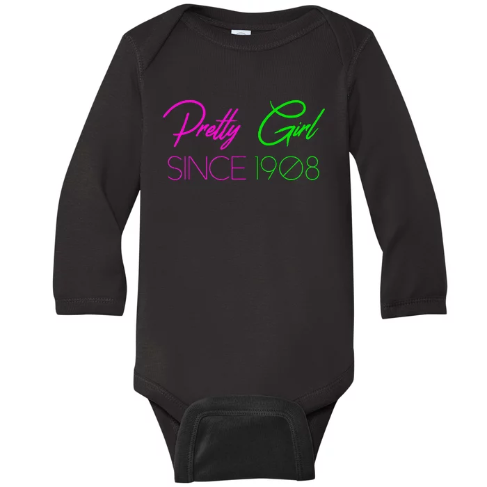 Hbcu Aka Pretty Girl Baby Long Sleeve Bodysuit