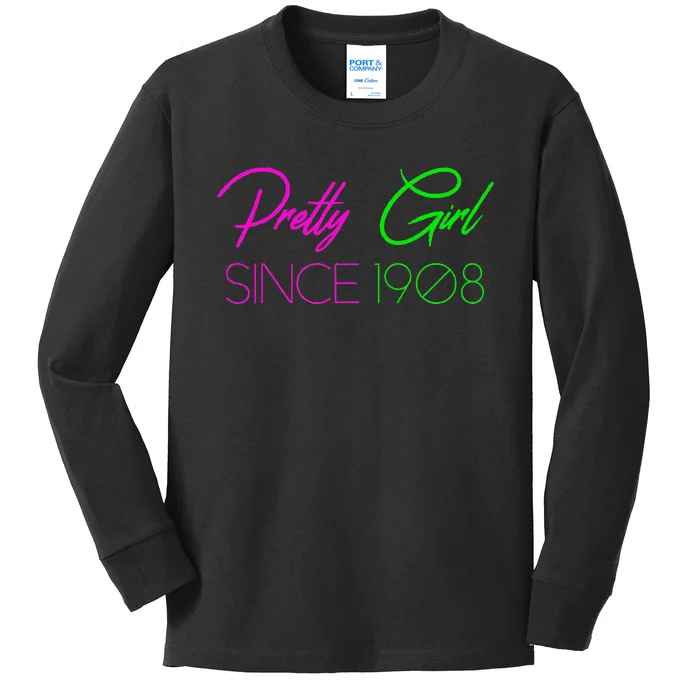 Hbcu Aka Pretty Girl Kids Long Sleeve Shirt