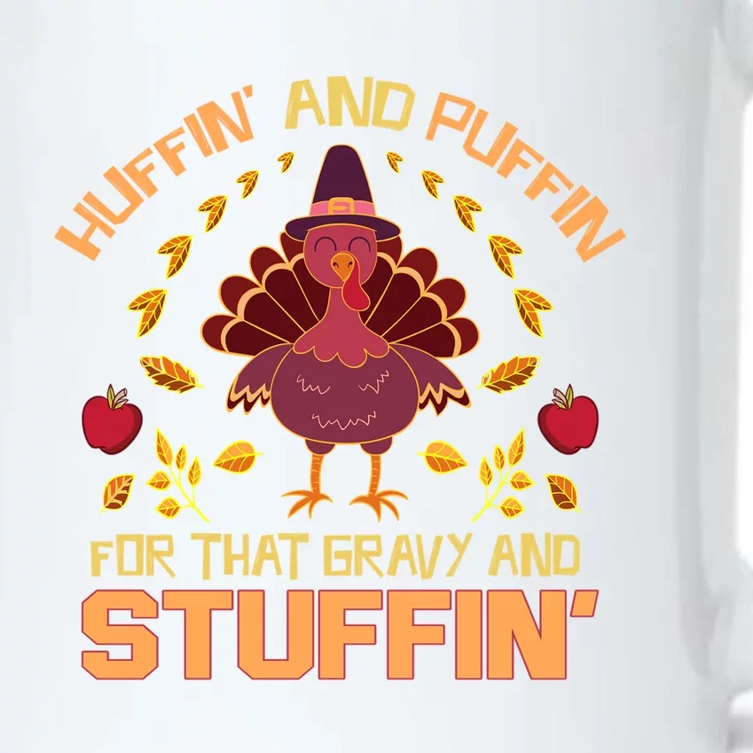 Huffin And Puffin For Stuffin Turkey Trot Squad Thanksgiving Gift Black Color Changing Mug