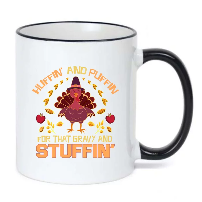 Huffin And Puffin For Stuffin Turkey Trot Squad Thanksgiving Gift Black Color Changing Mug