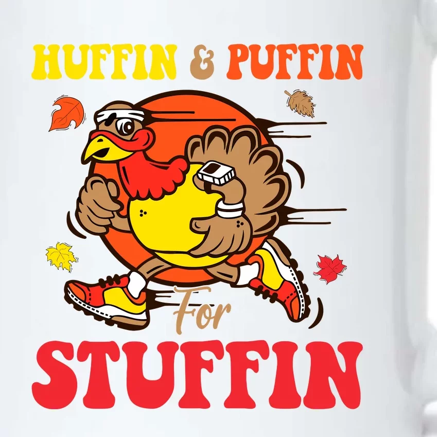 Huffin And Puffin Stuffin Thanksgiving Cute Turkey Run Trot Black Color Changing Mug