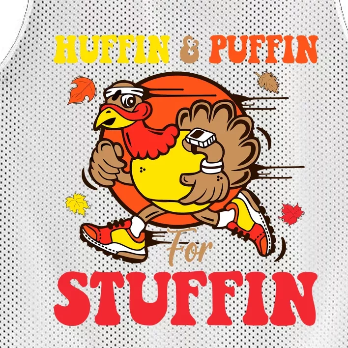 Huffin And Puffin Stuffin Thanksgiving Cute Turkey Run Trot Mesh Reversible Basketball Jersey Tank