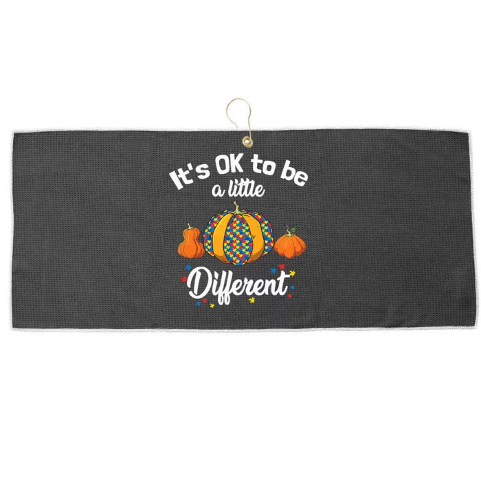 Halloween Autism Pumpkin It's OK to be a little different Large Microfiber Waffle Golf Towel