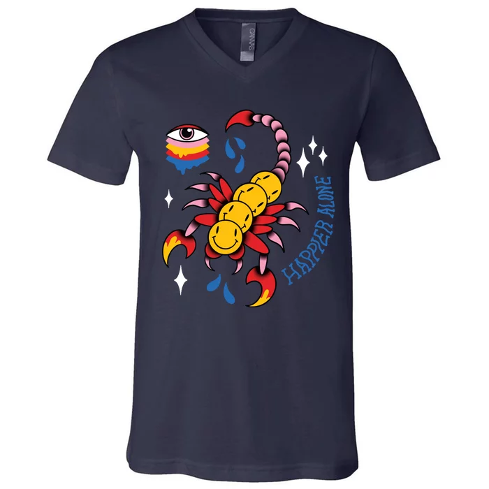 Happier Alone Centipede V-Neck T-Shirt