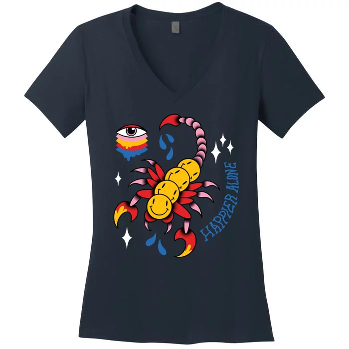 Happier Alone Centipede Women's V-Neck T-Shirt