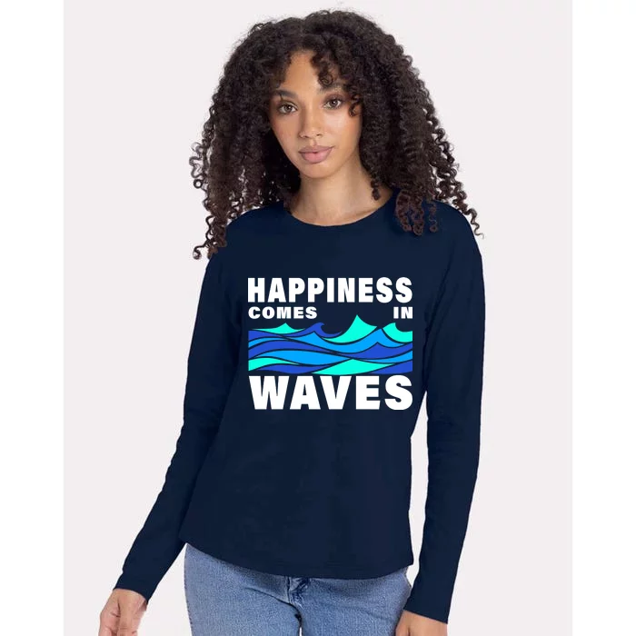 Happiness Comes In Waves Womens Cotton Relaxed Long Sleeve T-Shirt