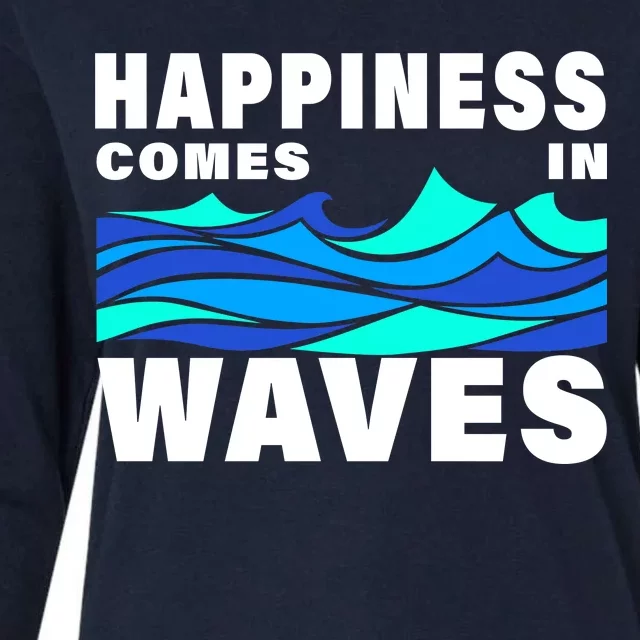 Happiness Comes In Waves Womens Cotton Relaxed Long Sleeve T-Shirt