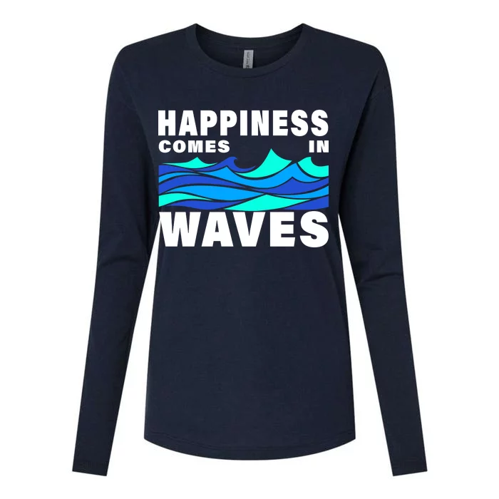 Happiness Comes In Waves Womens Cotton Relaxed Long Sleeve T-Shirt