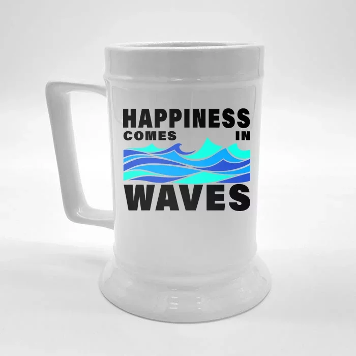 Happiness Comes In Waves Front & Back Beer Stein